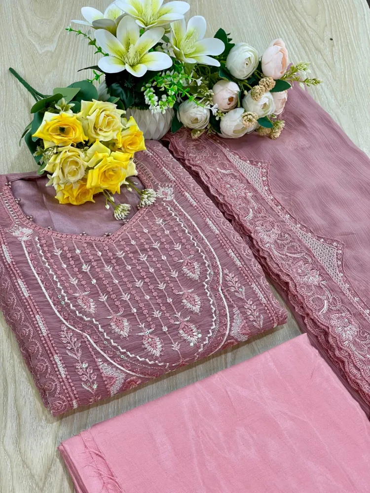 Premium Embroidered Shiffon Georgette 4-Piece For Women - Shopemart 1
