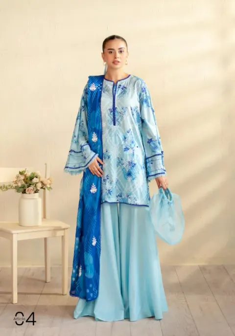 Gulljee Kroma Embroidered Digital Printed Lawn - Shopemart 1