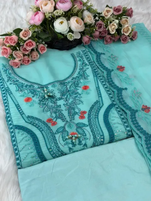 Premium Embroidered Star Georgette 4-Piece For Women - Shopemart 1