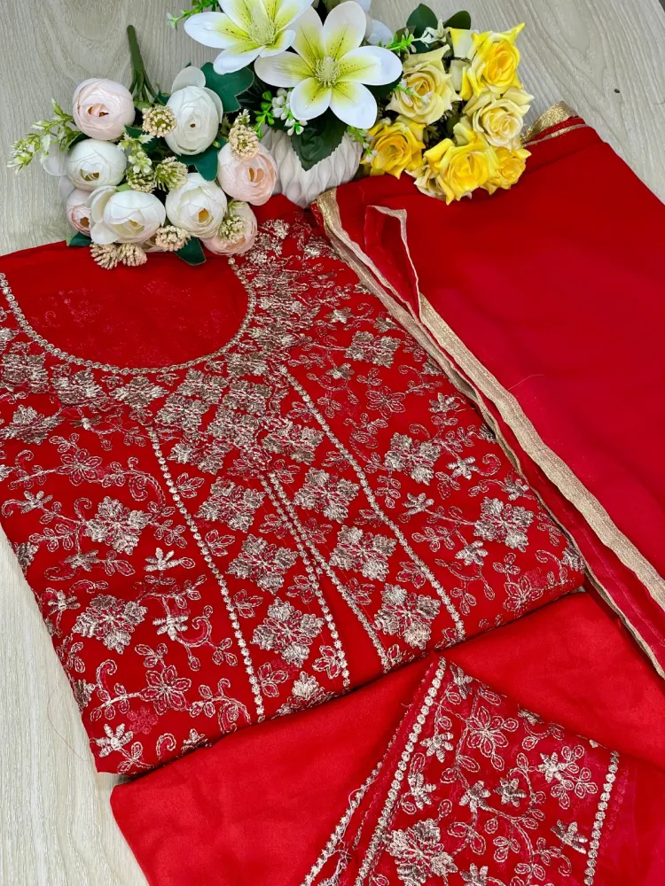 Premium Embroidered Soft Georgette 4-Piece For Women - Shopemart 1
