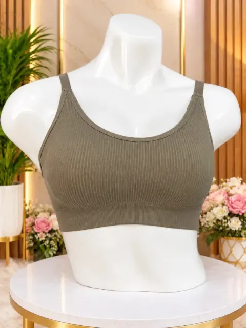 Biscuit Front Closure Full Coverage Wide Strap Comfort Bra