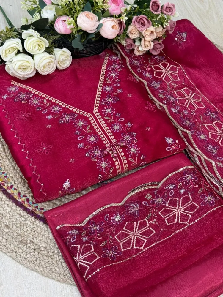Premium Embroidered Jimmy Chu Georgette 4-Piece Set for Women - Shopemart 1