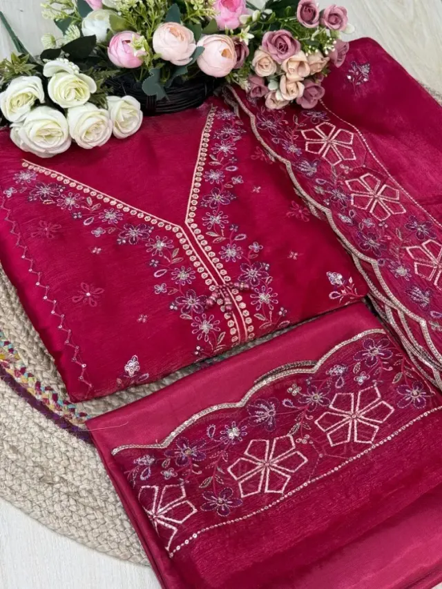Premium Embroidered Jimmy Chu Georgette 4-Piece Set for Women - Shopemart 1