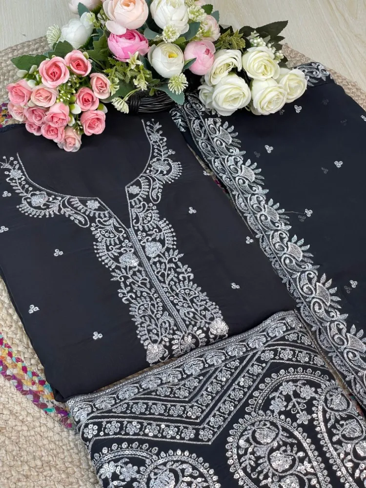 Premium Embroidered Soft Georgette Gharara Suit For Women - Shopemart 1