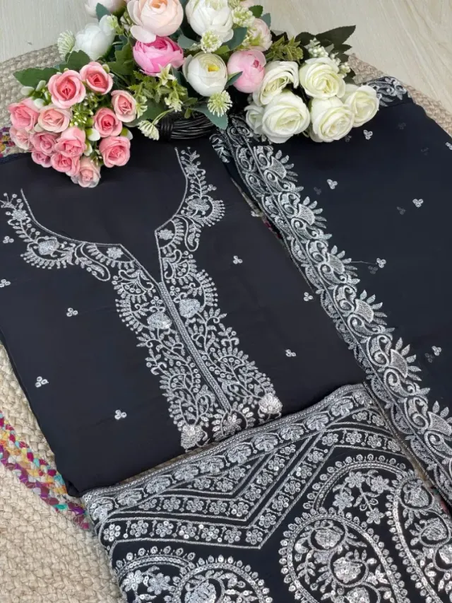 Premium Embroidered Soft Georgette Gharara Suit For Women - Shopemart 1