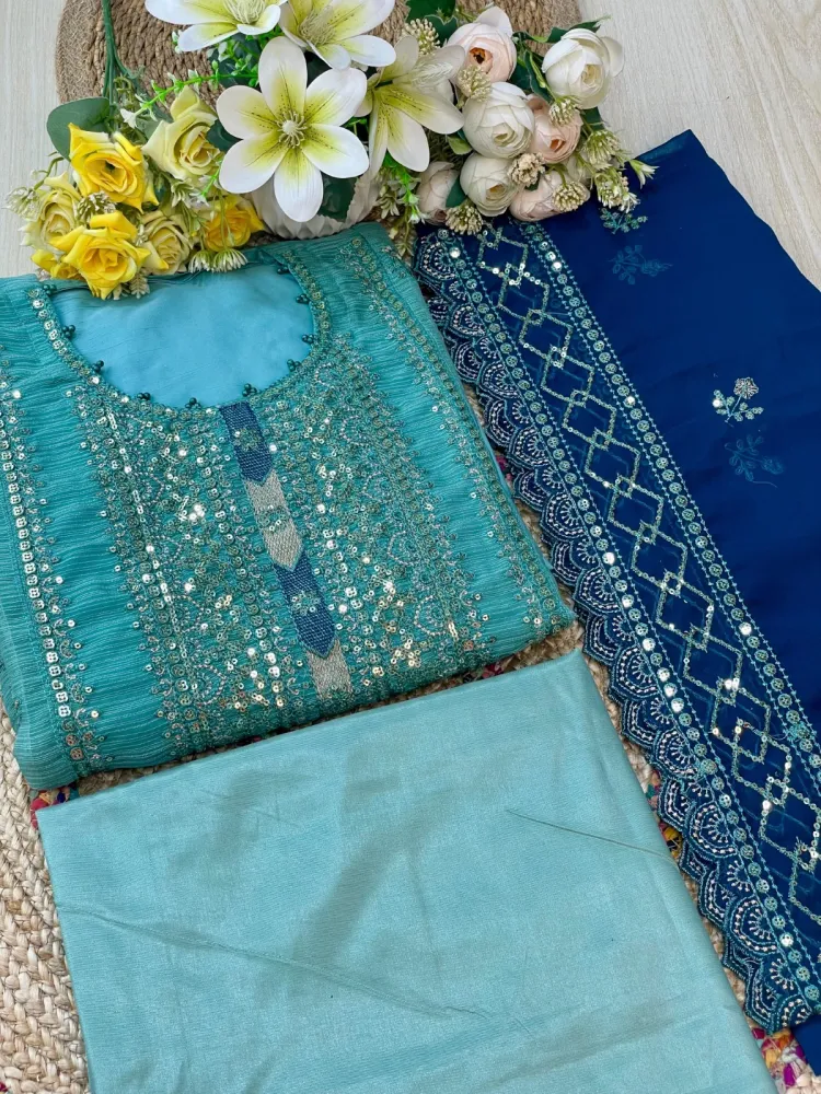 Premium Embroidered Shiffon Georgette 4-Piece For Women - Shopemart 1