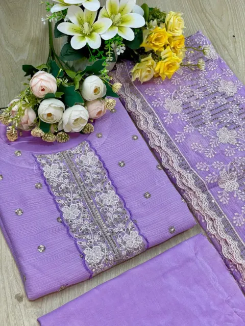 Premium Embroidered Shiffon Georgette 4-Piece For Women - Shopemart 1