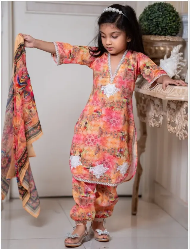 Baby Girl 3-Piece Salwar Kameez Set with Dupatta - Shopemart