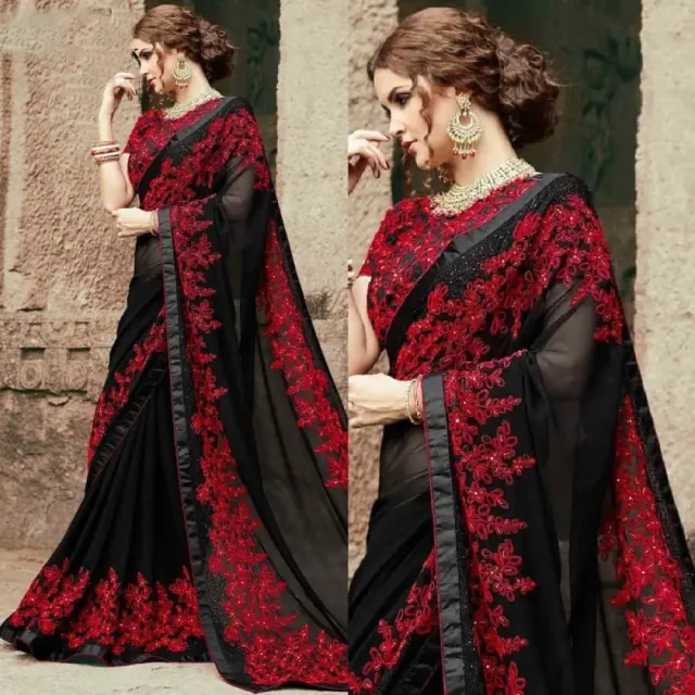 Georgette Embroidered Saree for Women