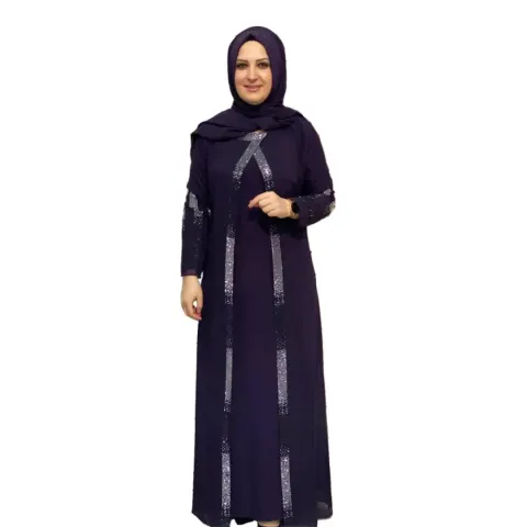 Navy Blue Embellished Irani Abaya Borka
