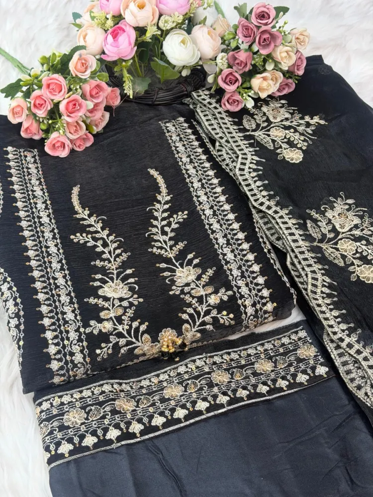 Premium Embroidered Jimmy Chu Georgette 4-Piece Set for Women - Shopemart 1