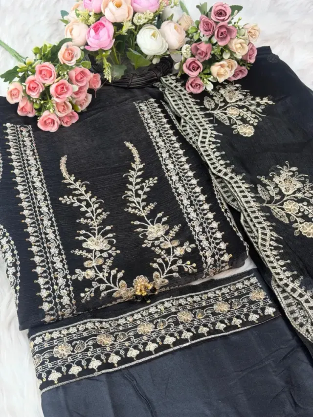 Premium Embroidered Jimmy Chu Georgette 4-Piece Set for Women - Shopemart 1