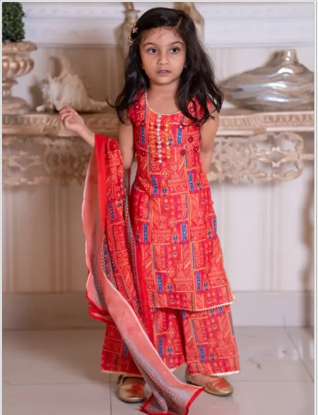 Baby Girl 3-Piece Salwar Kameez Set with Dupatta - Shopemart