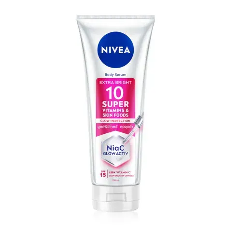 Nivea Extra Bright 10 Super Vitamins and Skin Foods Glow Perfection Nia C Glow Activ Body Serum 300ml — NIVEA face serum