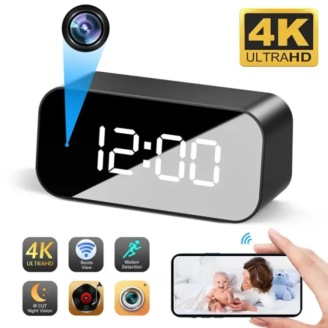 SW 100 Table Clock Camera Wifi Night Vision