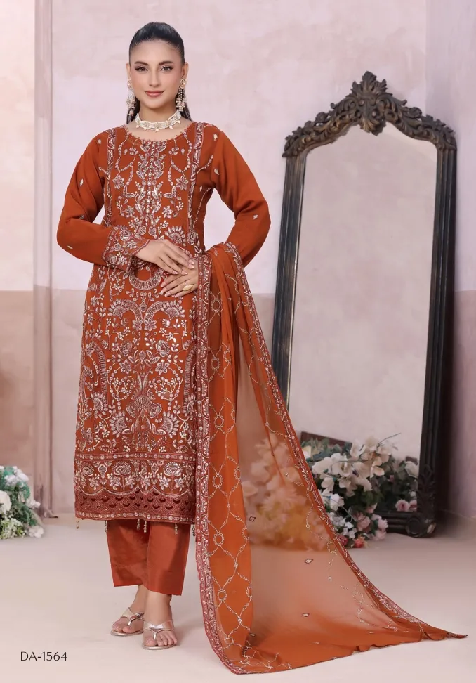 MAHJABEEN – Premium Shifoon Semi-Stitched Collection - Shopemart 1