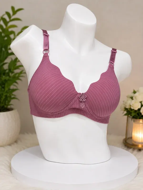 Brown Elegant Floral Lace Full Coverage Comfort Bra