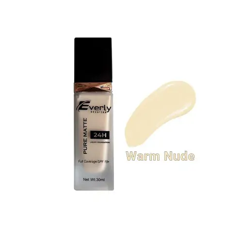 Everly Pure Matte Full Coverage Liquid Foundation 24H SPF15 - Warm Nude — EVERLY sunscreen