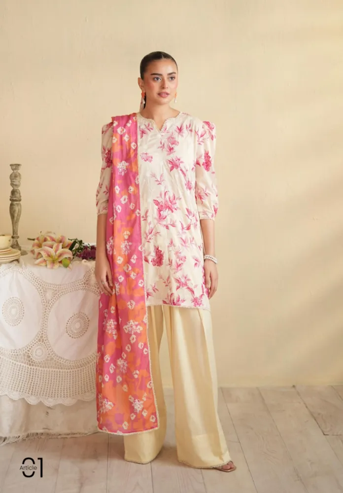 Gulljee Kroma Embroidered Digital Printed Lawn - Shopemart 1