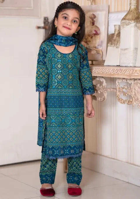 Baby Girl 3-Piece Salwar Kameez Set with Dupatta - Shopemart