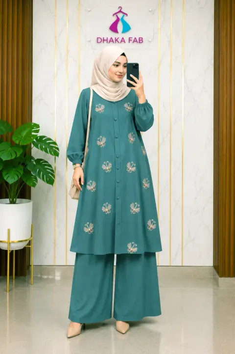 Butterfly Embroidery Co-Ord Set – Premium CEY Malaysian Cotton - Shopemart