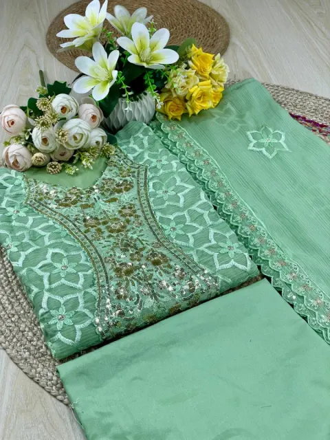 Premium Embroidered Shiffon Georgette 4-Piece For Women - Shopemart 1
