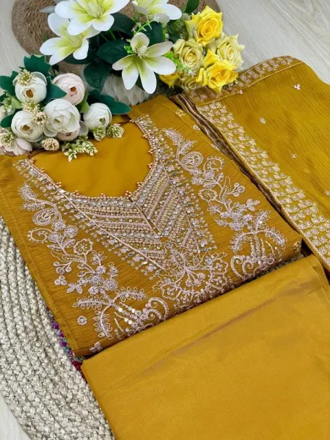 Premium Embroidered Shiffon Georgette 4-Piece For Women - Shopemart 1