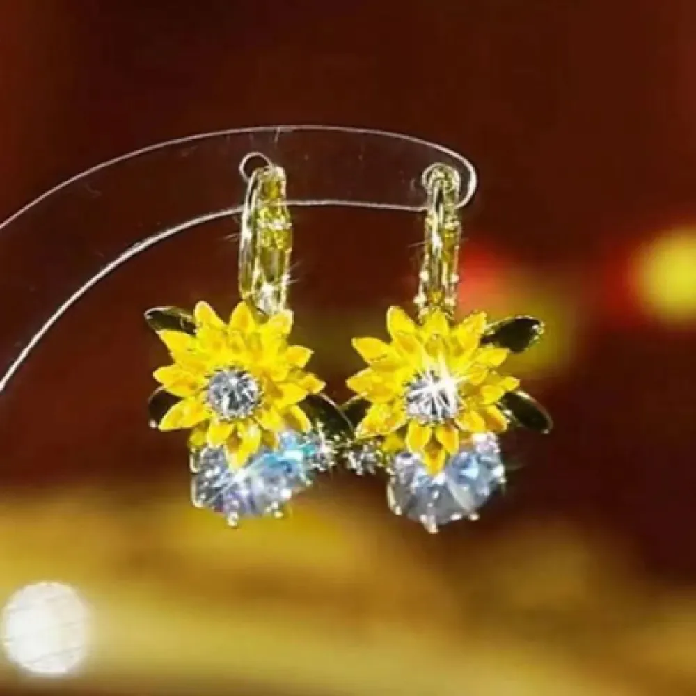 Sunflower Zircon Earrings-10109