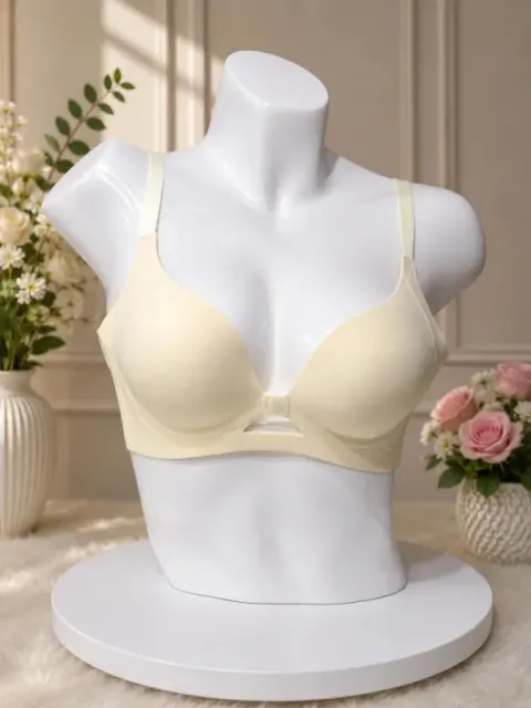 Off White Premium Cutout Seamless Push-Up Bra