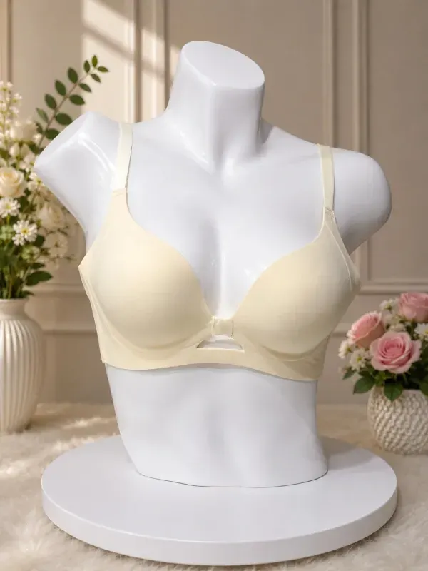 Off White Premium Cutout Seamless Push-Up Bra