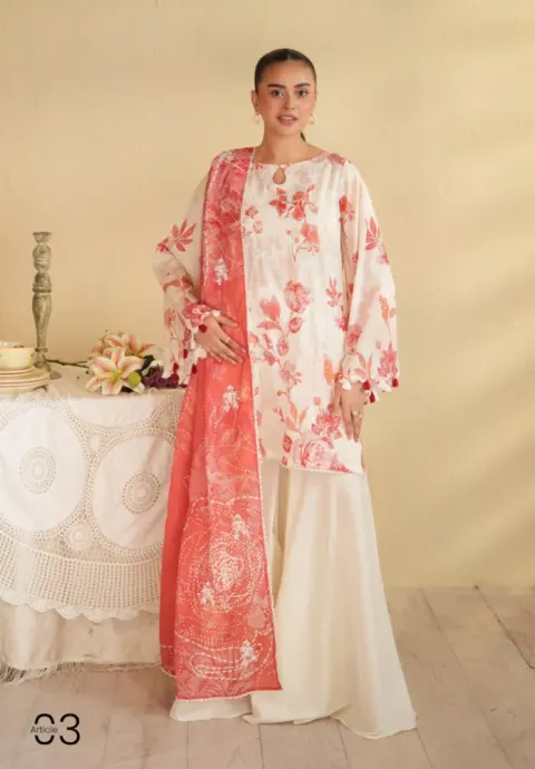 Gulljee Kroma Embroidered Digital Printed Lawn - Shopemart 1