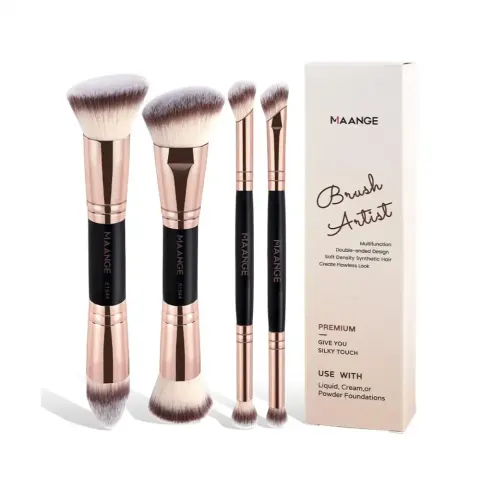 MAANGE Brush Artist 4pcs Double-Ended Makeup Brush Set - Black — Maange