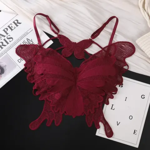 Maroon Butterfly Wear Bra – Elegant Lace Butterfly Design Bra for Women