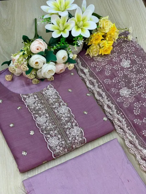 Premium Embroidered Shiffon Georgette 4-Piece For Women - Shopemart 1