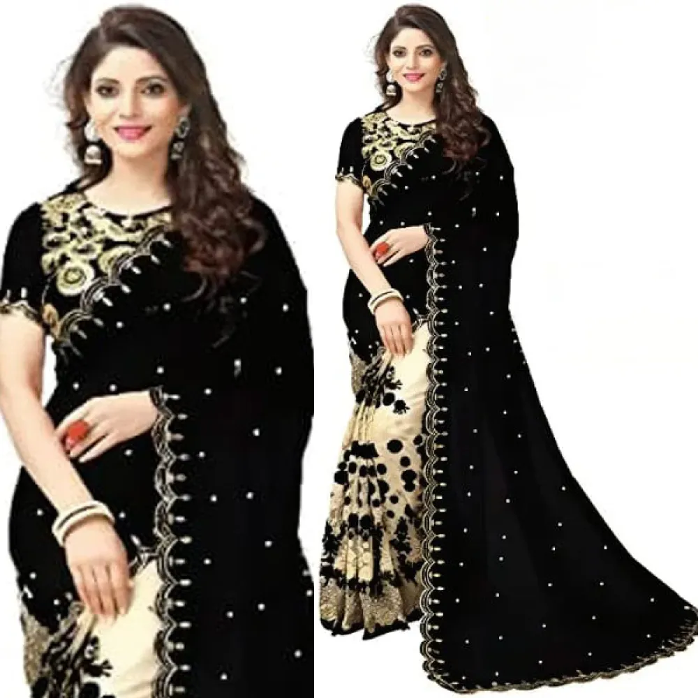 Georgette Embroidered Saree for Women - Shopemart