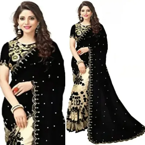 Georgette Embroidered Saree for Women - Shopemart