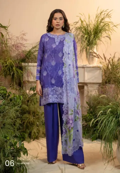 Gulljee Pakistani Organza Embroidered Digital Printed Lawn 3-Piece Suit - Shopemart 1