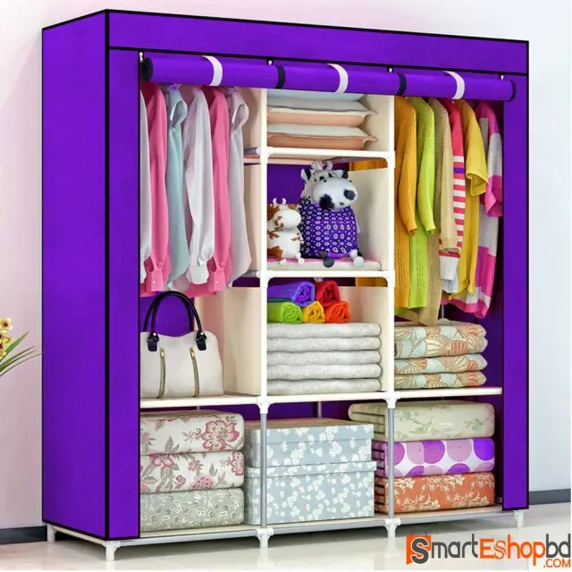 Portable Cloth And Storage Wardrobe Cabinet - Cyan