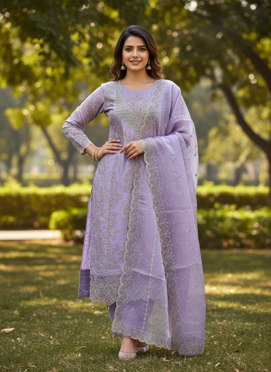 Premium Embroidered Jimmy Chu Georgette 4-Piece Set for Women AR-560 LAB