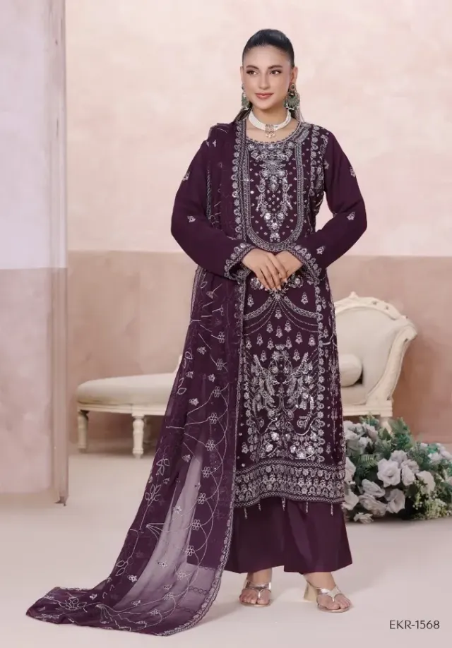 MAHJABEEN – Premium Shifoon Semi-Stitched Collection - Shopemart 1