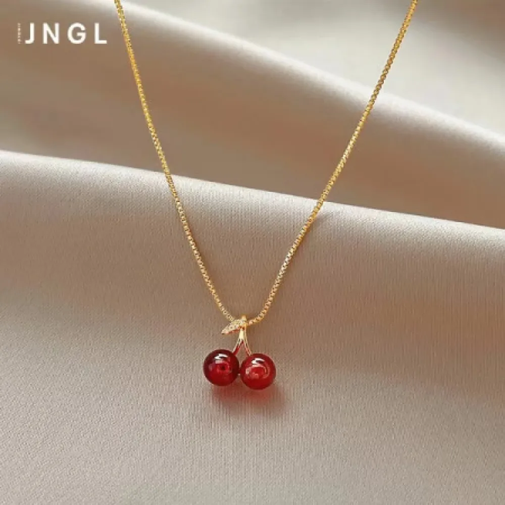 18k Gold Plated Cherry Charm Necklace-405