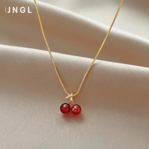 18k Gold Plated Cherry Charm Necklace-405