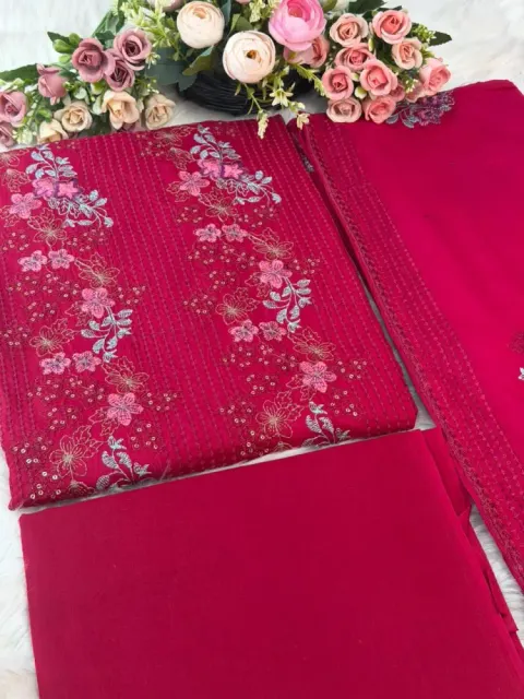 Elegant Embroidered Pure Cotton Three Piece - Shopemart 1