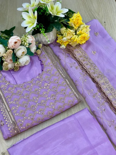 Premium Embroidered Shiffon Georgette 4-Piece For Women - Shopemart 1