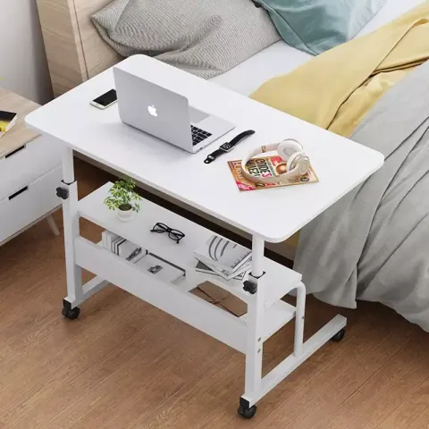 Adjustable Laptop Desk With Wheels - White