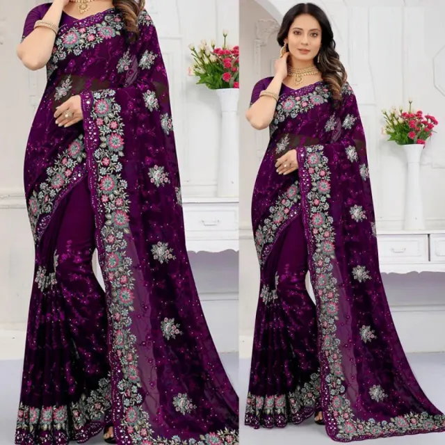 Georgette Embroidered Saree for Women