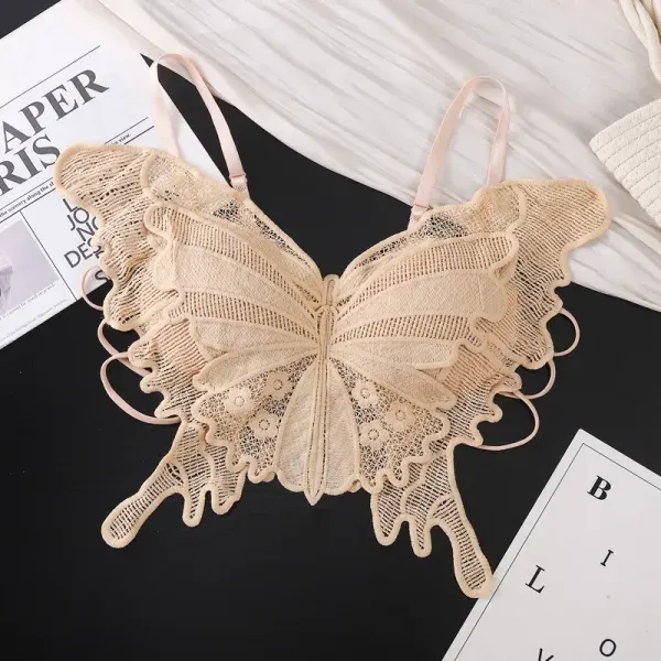 Cream Butterfly Wear Bra – Elegant Lace Butterfly Design Bra for Women