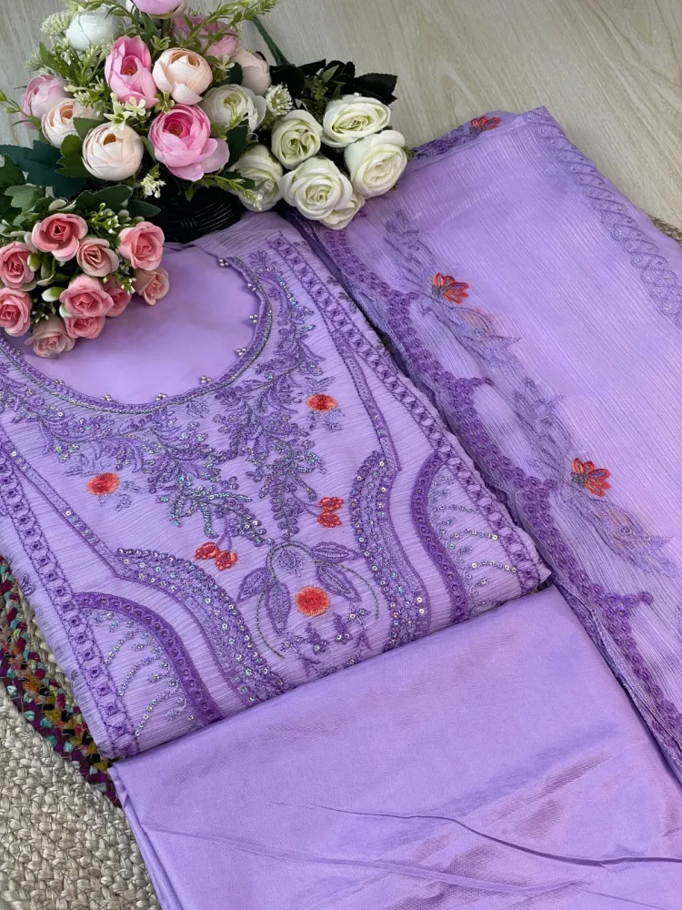Premium Embroidered Shiffon Georgette 4-Piece For Women - Shopemart 1