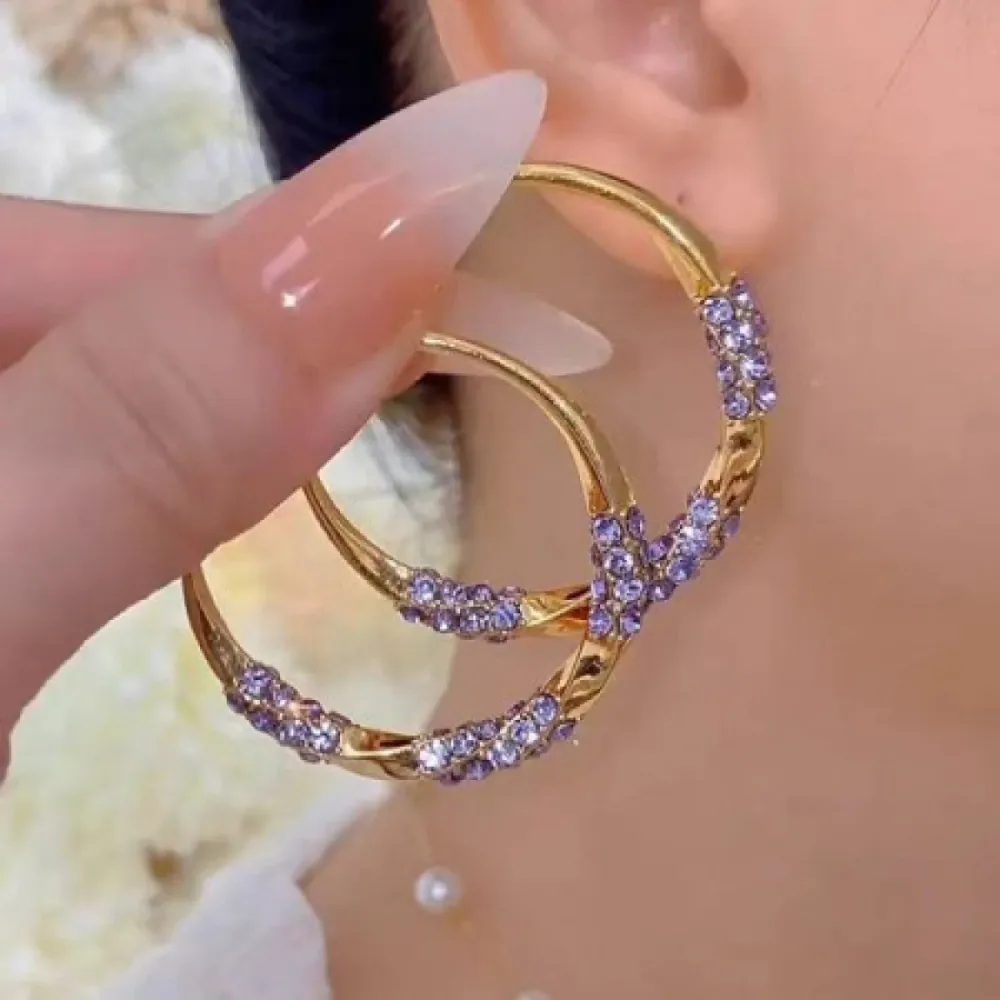 All-Match Purple Zircon Earrings-10118