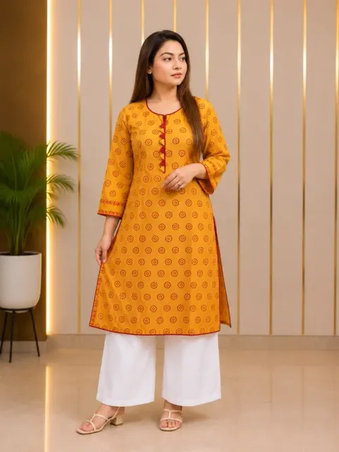 Premium Embroidered Soft Aarong Cotton kurti Dress for Women - Shopemart